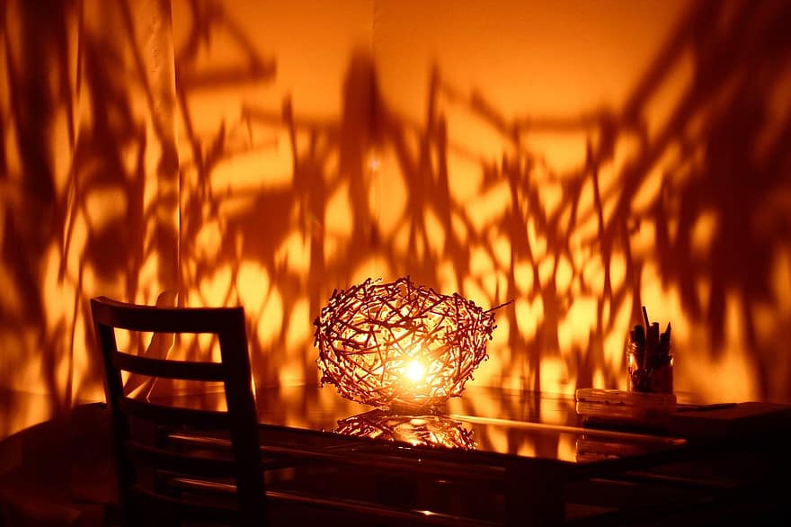 Night Light, Desk, Lamp, Home Decor, flame, fire, natural phenomenon, table, night, indoors, wood