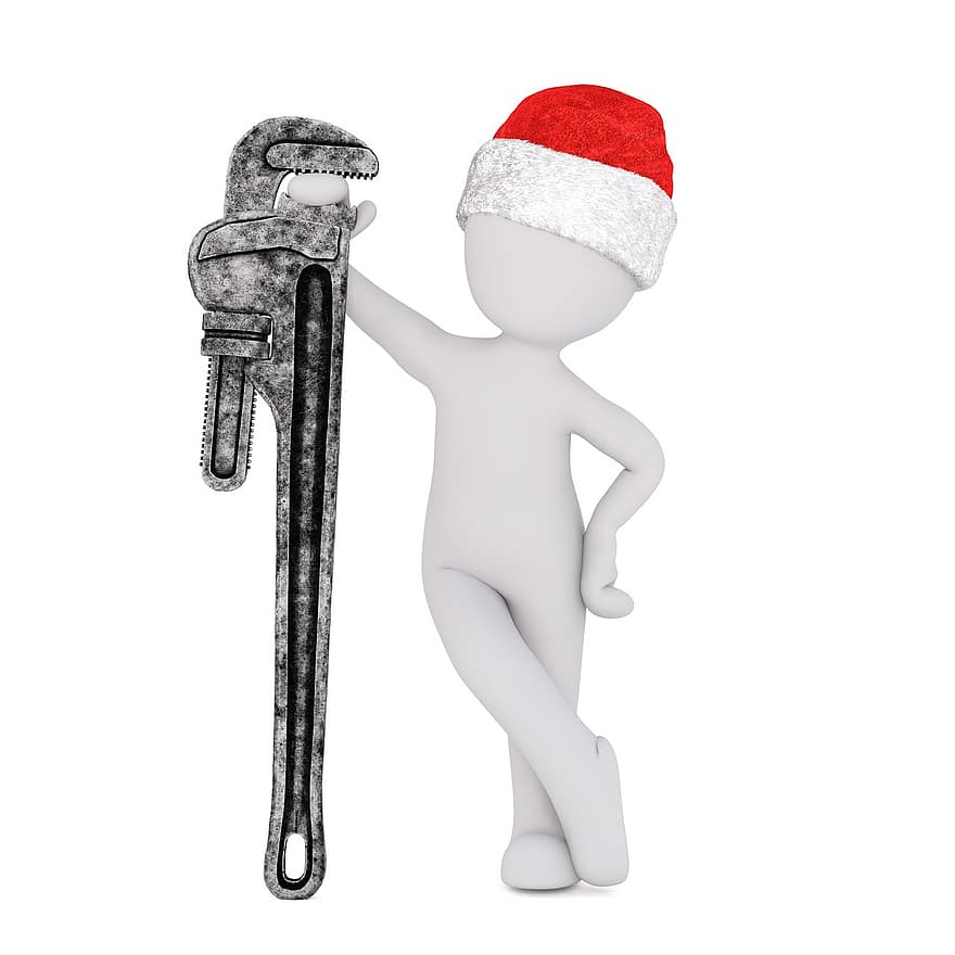 白人男性、3Dモデル、全身、3 dサンタ帽子、クリスマス、サンタの帽子、3D、白、孤立した、ツール、スクリュークランプ