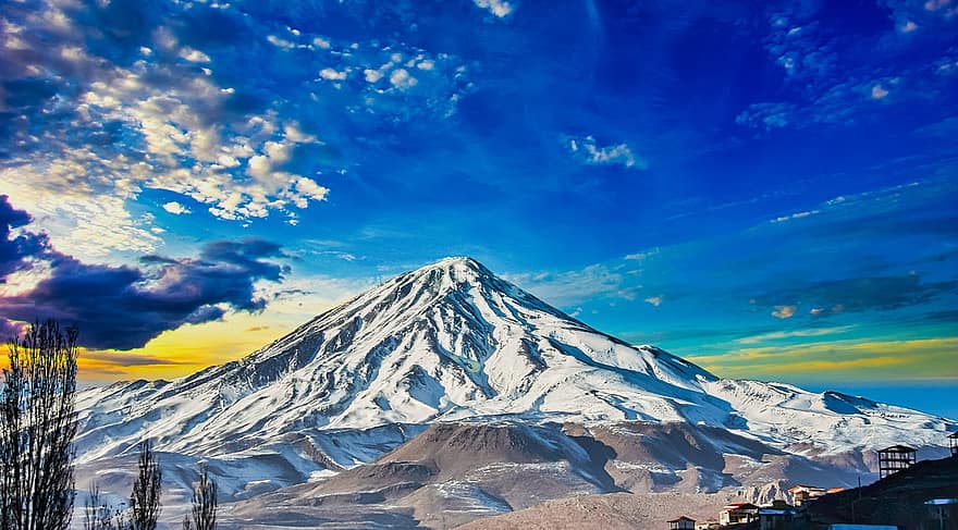 Демавенд, сняг, зима, планина, Иран, Техеран, символ, връх, пустиня, пътуване