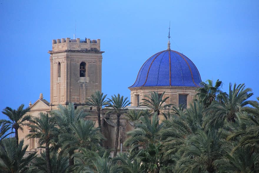 calahorra, basílica, paisaje, elche, España, palmas, palmar, Iglesia, arquitectura, religión, lugar famoso