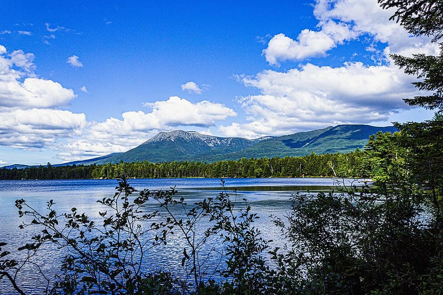 mountain, lake, nature, forest, landscape, blue, water, summer, tree, cloud, sky