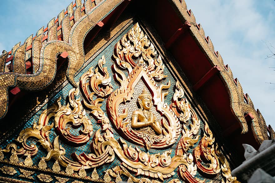 templo, cobertura, Buda, religião, arquitetura, escultura, templo tailandês, budista, velho, cultura, estátua