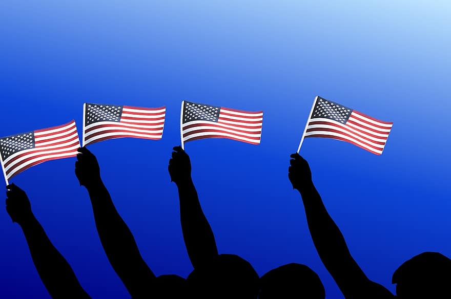 силуэт, количественный, американский, флаг, патриот, Соединенные Штаты, Соединенные Штаты Америки, синий, небо, человек, встреча
