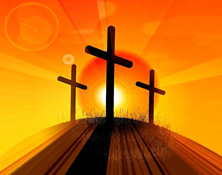 velikonoční kříž, 3 Kříže Na Kopci, Ježíšovo vzkříšení, Náboženské Velikonoce, Ježíš, kostel, Bůh, Kristus, křesťanství, velikonoční, vzkříšení