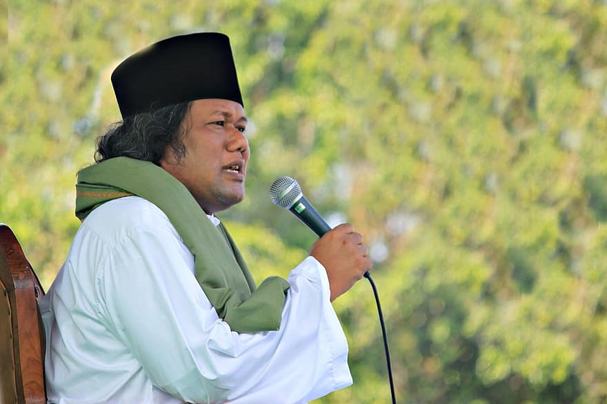 Indonesisch, moslim, religieuze leider, man, Aziatisch, toespraak, Islam