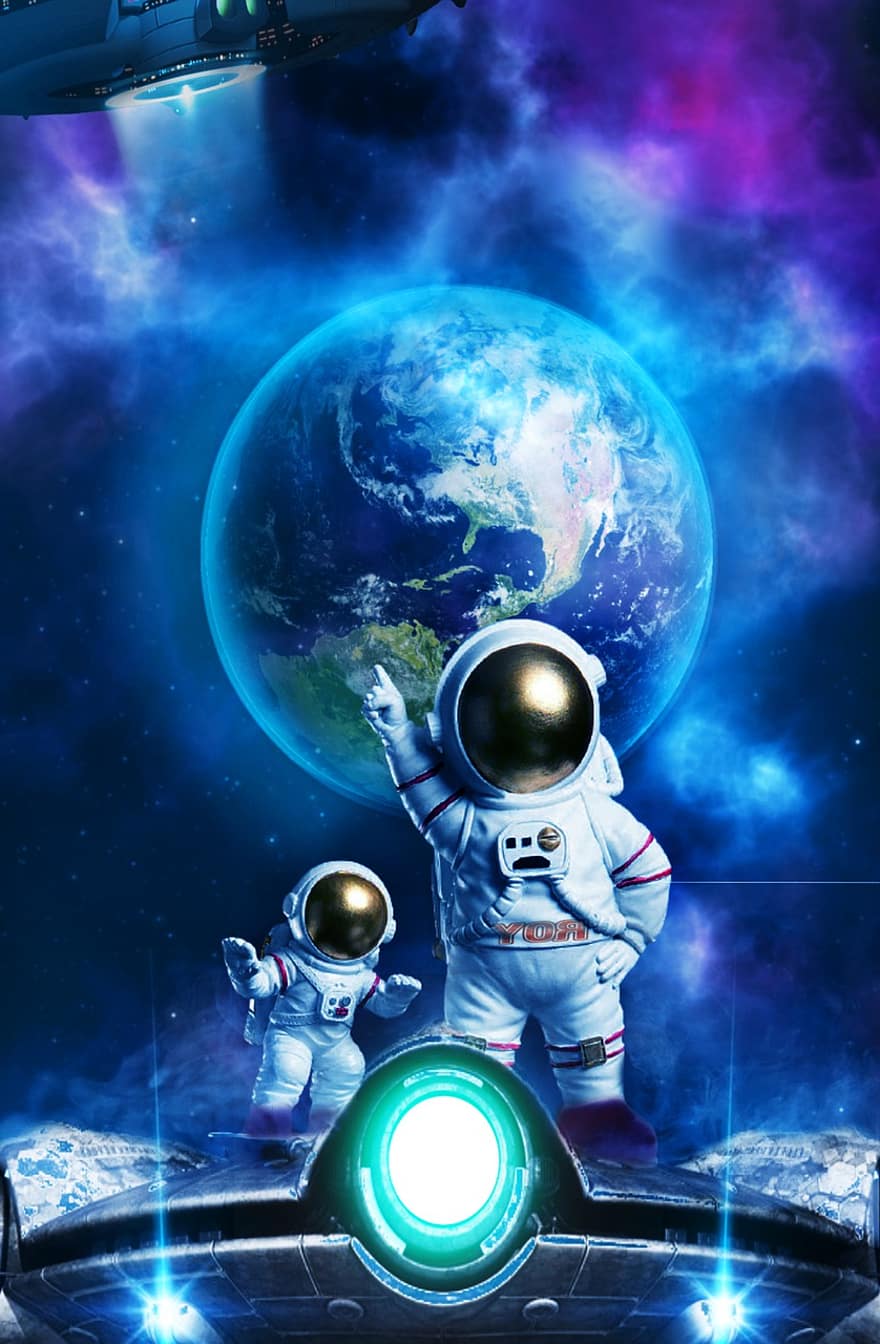 астронавти, пространство, земя, планета, космонавти, пътуване в космоса, космически кораб, космос, вселена, галактика, космическо пространство