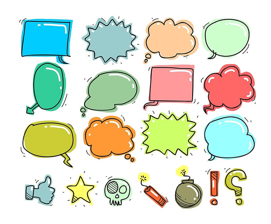Set, Collection, Balloon, Image, Element, Bubble, Chitchat, Graphic, Vectors, Sign, Template