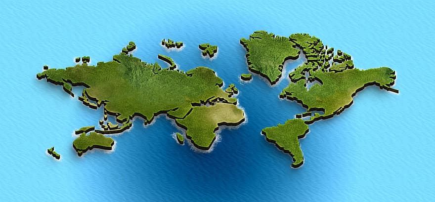 harita, coğrafya, ülke, 3 boyutlu, kıta, geometrik