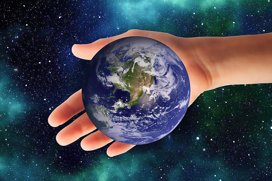 рука, земной шар, пространство, Мир, вселенная, планета, галактика, звезды, Бог, рука Бога, защита