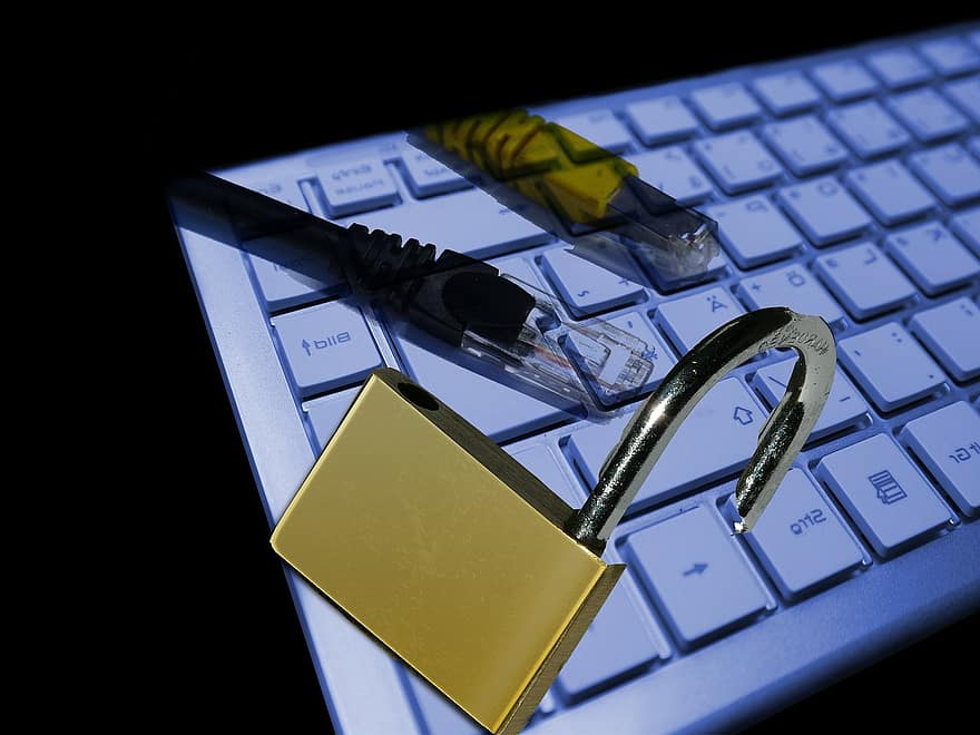 clavier, prise de courant, cadenas, l'Internet, Sécurité, protection antivirus, Château, sûr, garantir