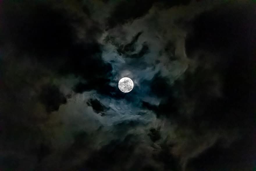 księżyc, nów, chmury, noc, światło księżyca, przestrzeń, astronomia, ciemny, galaktyka, tła, planeta