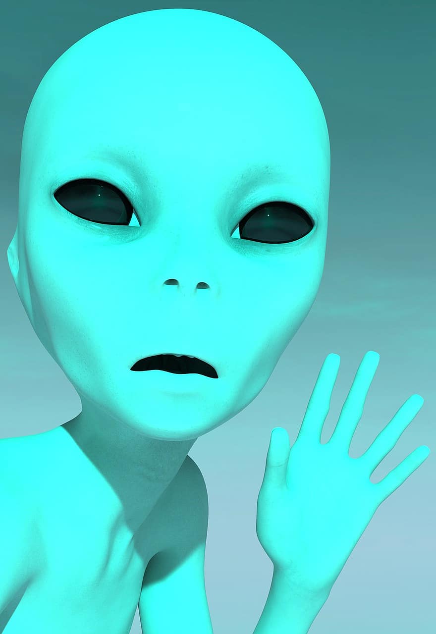 alienígena, figura, extraterrestres, sci fi, fantasia, místic, blau