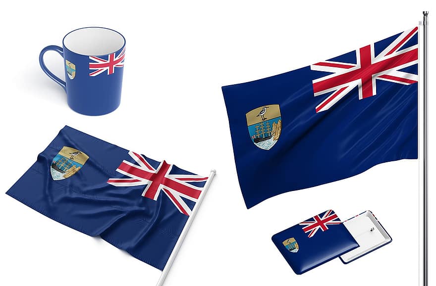 성 헬레나, 국가, 깃발, 매달린, 국적, 컵, 디자인