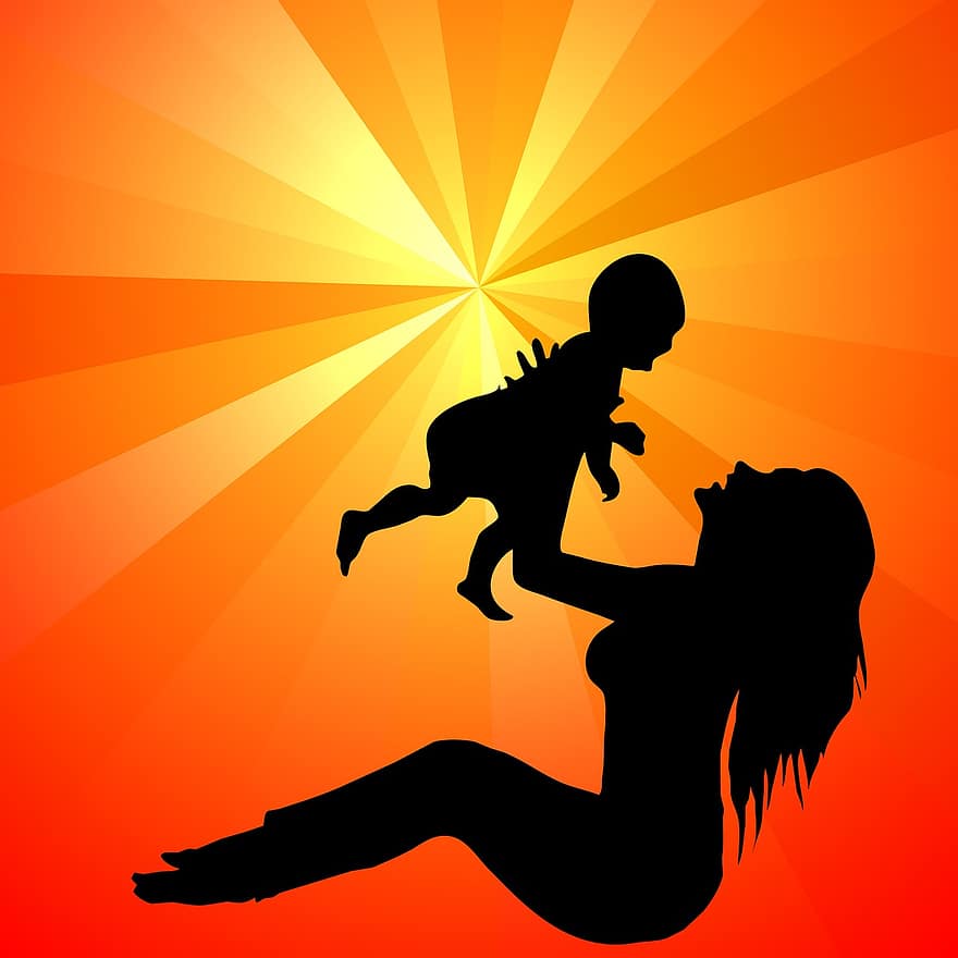어머니와 아기, 가족, 아가, 어머니, 어린이, 어머니 아기, 부모의, 행복, 어린 시절, 오렌지 해피