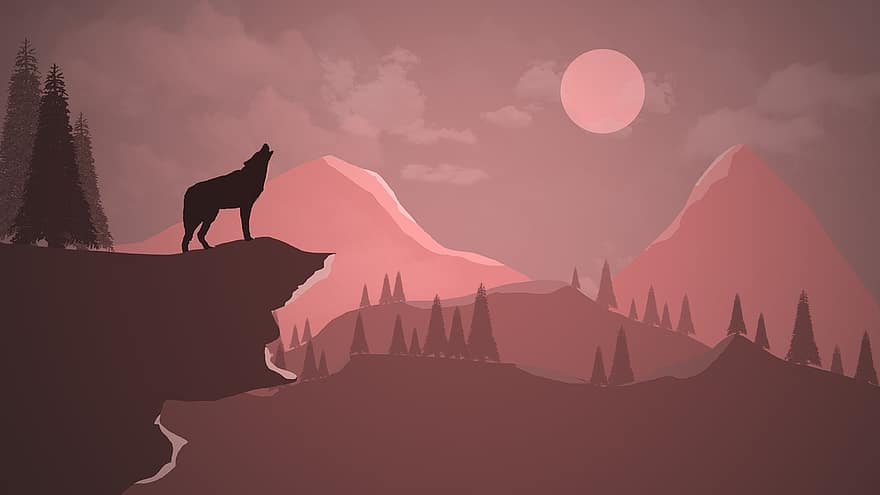Wolf, Cliff, Bäume, Wald, Desktop, Bildschirmhintergrund