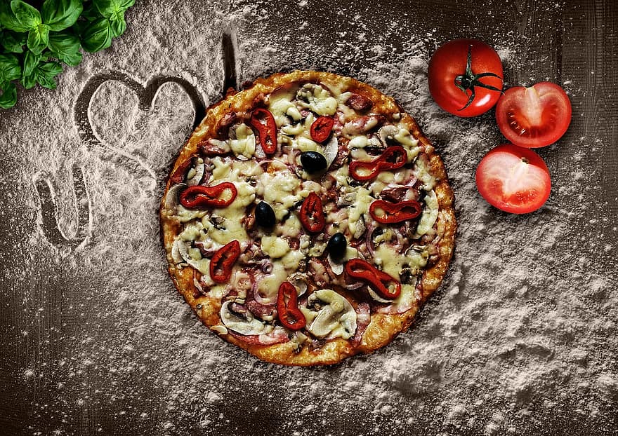 Pizza, makan, Italia, makanan, lezat, topping pizza, panggang sendiri, membakar, membuat pizza, Kerak, kemangi
