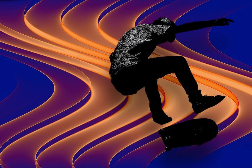 skater, Latar Belakang, abstrak, bayangan hitam, pola, modern, cahaya, terang