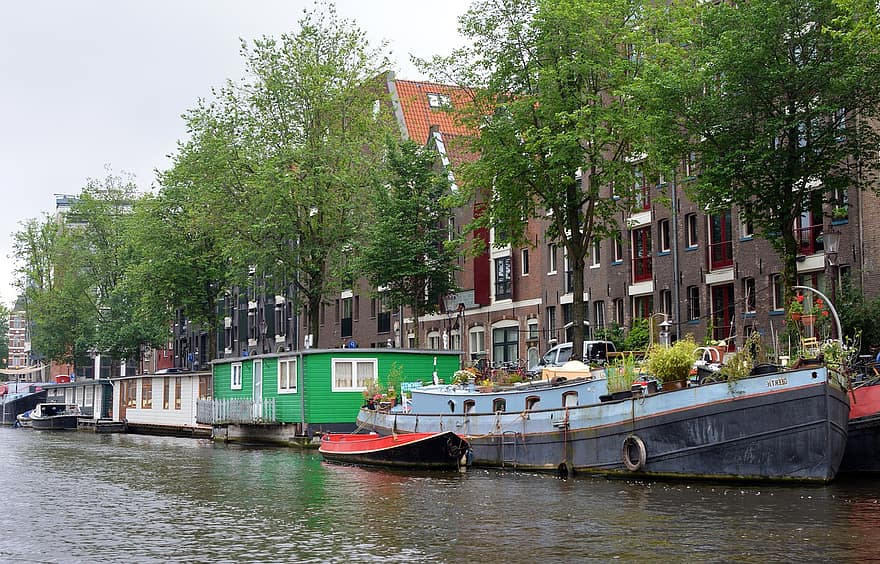 Países Baixos, amesterdão, canal, casa de barco, cruzeiro pelo canal, rio, amstel, embarcação náutica, arquitetura, agua, lugar famoso