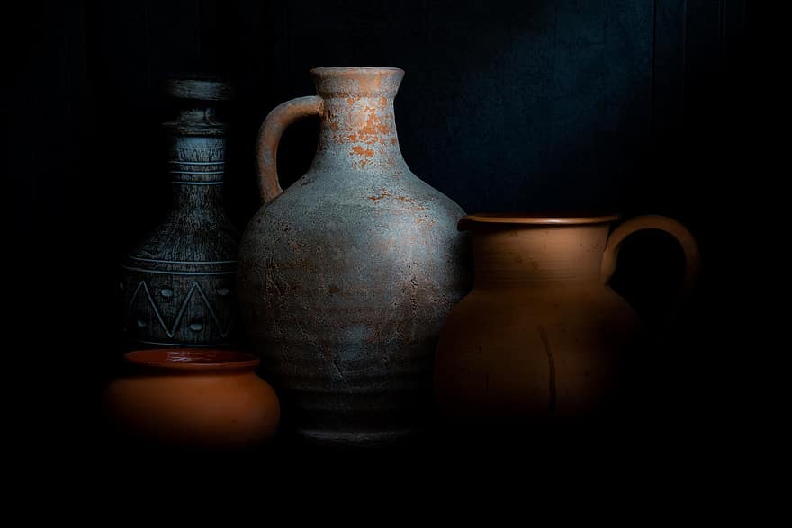 pentole, vaso, ceramica, ornamento, decorazione, decorativo