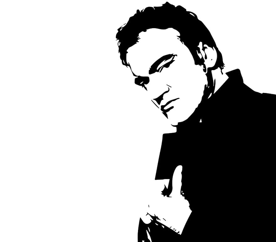 Tarantino, julkkis, johtaja, ihmiset, yksi, Yksi, muotokuva, aikuinen, profiili, Tarantinon lähikuva muotokuva, Quentin Tarantino