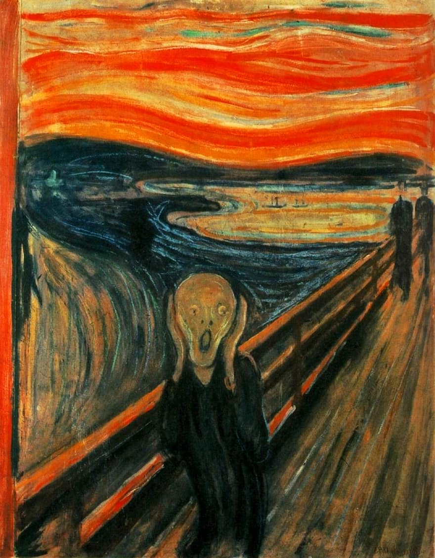Эдвард Мунк, орать, картина, террор, кошмарный сон, сюрреализм, страх, испуг