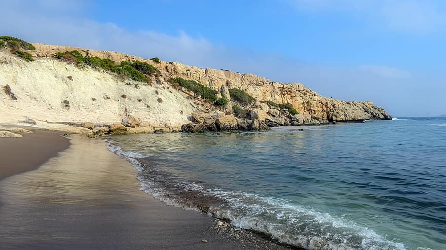 strand, hullámok, hegy, tenger, Ciprus, tájkép, Akamas, lara öbölben, természet