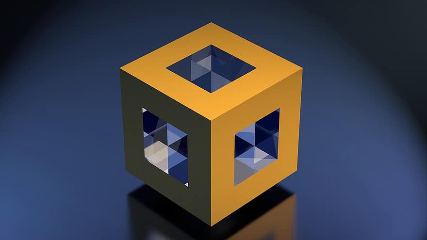 kub, blockera, öppna, geometri, ihålig kropp, rymden, 3:e dimensionen, tredimensionell