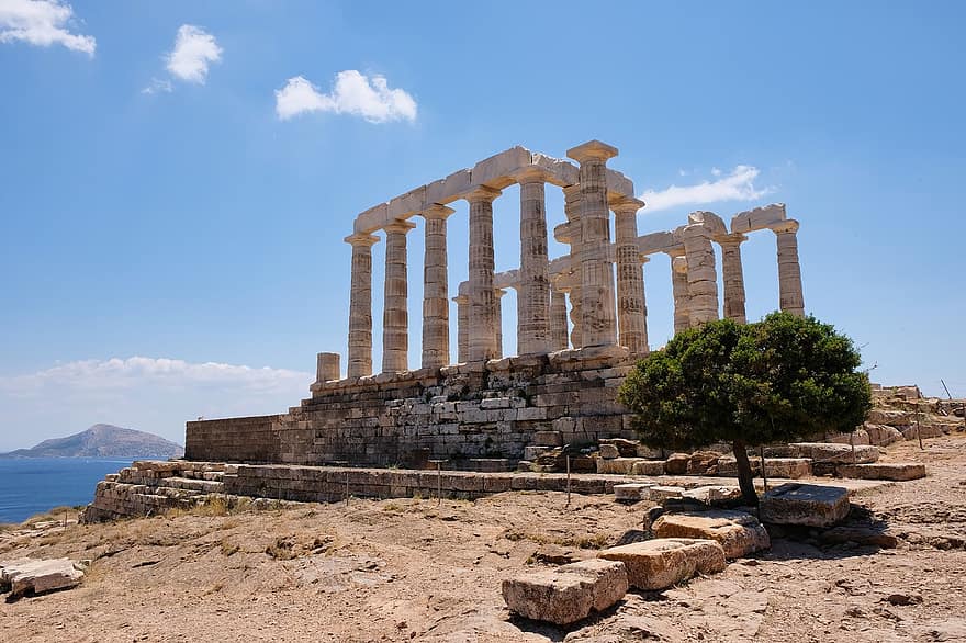 मंदिर, खंडहर, Poseidon, यूनान, प्राचीन काल, संस्कृति, ATTICA, यूनानी