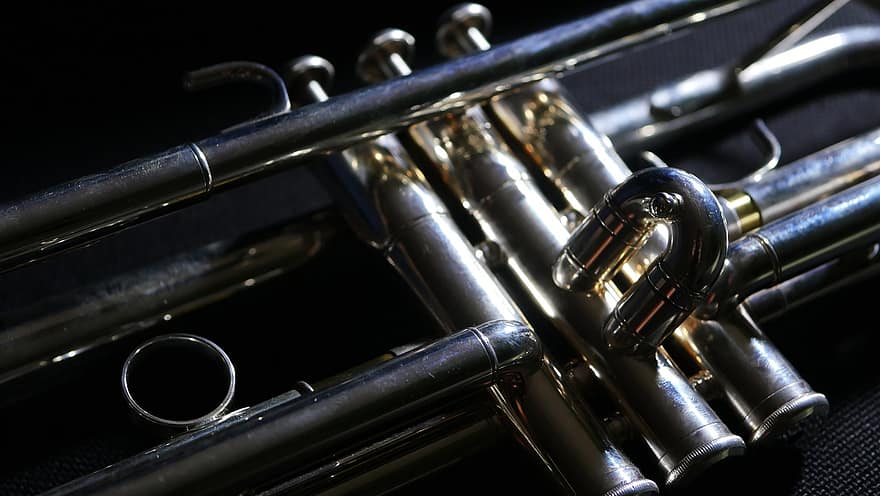trumpet, blåsinstrument, instrument, musik, musik instrument, närbild, metall, mässing instrument, skinande, Utrustning, bakgrunder