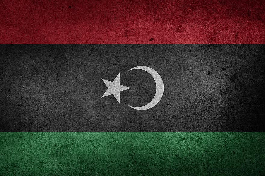 vlajka, Libye, Afrika, státní vlajka, grunge