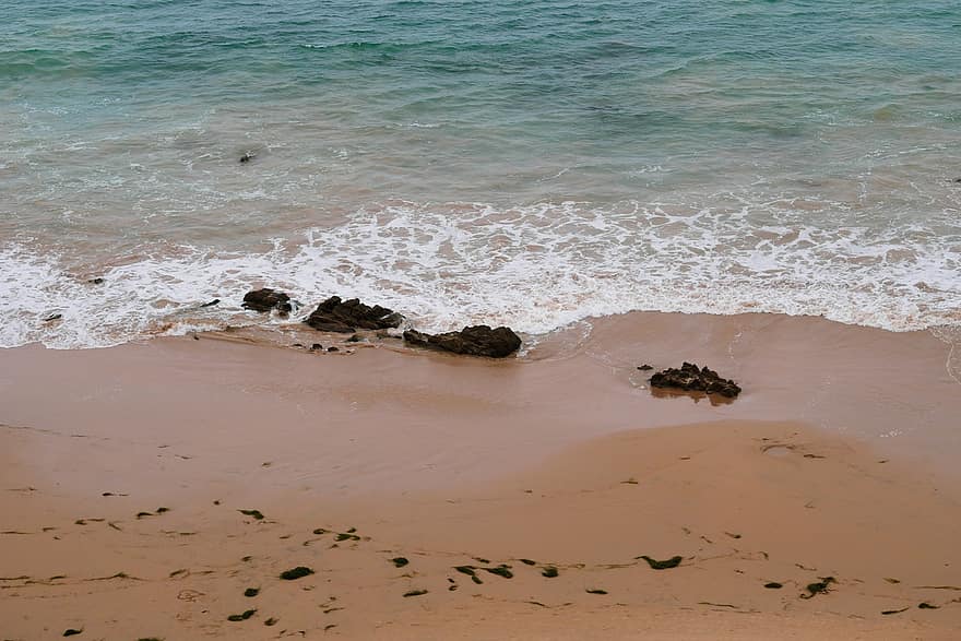 παραλία, θάλασσα, ακτή, άμμος, βράχια, κύμα, νερό, φύση, ακτογραμμή, καλοκαίρι, τοπίο