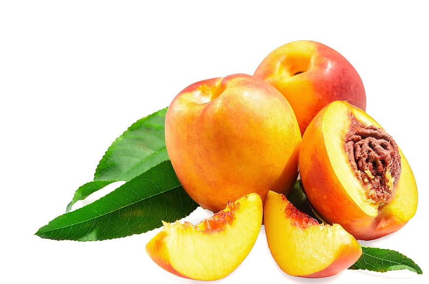 frukt, organisk, persika, färsk, mogen, hälsosam, vitamin
