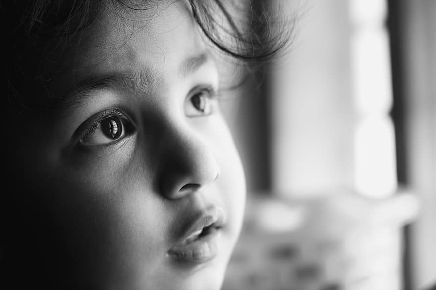 Little Girl, Face, Monochrome, Girl, Kid, Facial Expression, Child, Young, Childhood, Cute, Pretty
