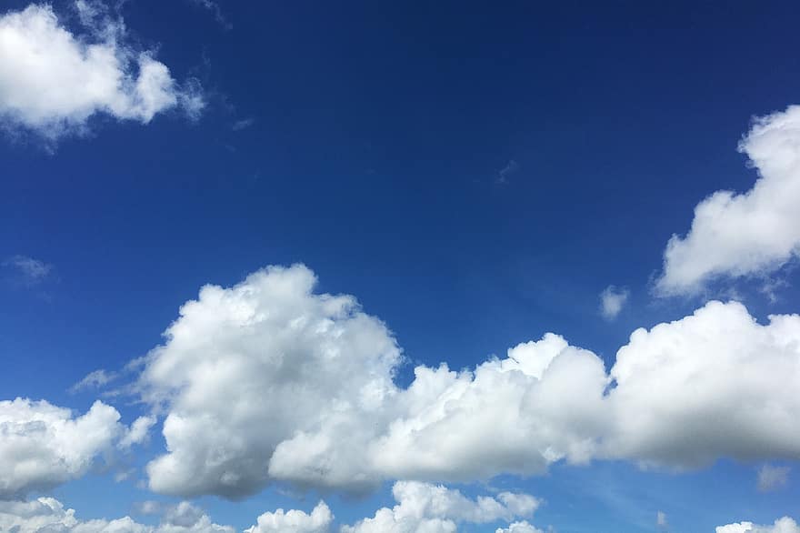 cel, núvols, Cúmulus, Blau natural, núvols blancs, medi ambient, naturalesa