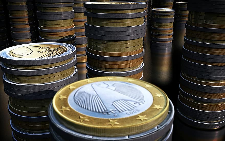 Münzen, Geld, Euro, Geschäft, Handel, Teig, Piepen, Moos, Kröten, Währung, Münze