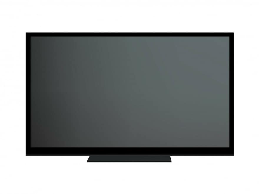 television, skærm, bred, bred skærm, sort, kunst, isolerede, hvid, baggrund, moderne