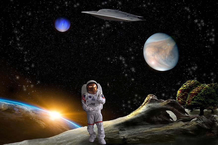 astronauta, spazio, pianeta