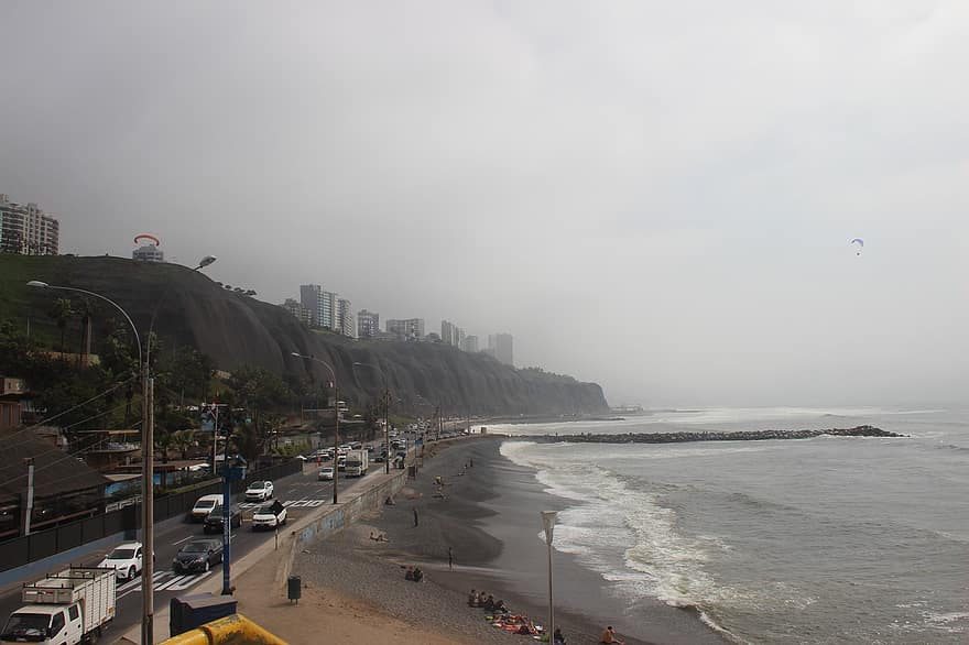 Lima, Perù, silenzioso, oceano, latino, città, miraflores, peruviano, ande, mare, rottura