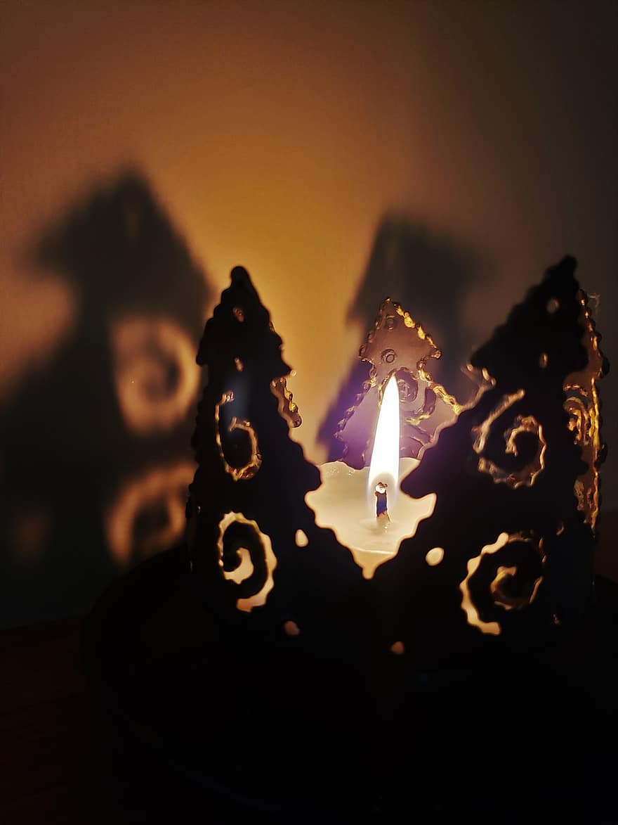 Christmas, Decoration, Night, Candle, Shadow, Flame, fire, natural phenomenon, celebration, candlelight, burning