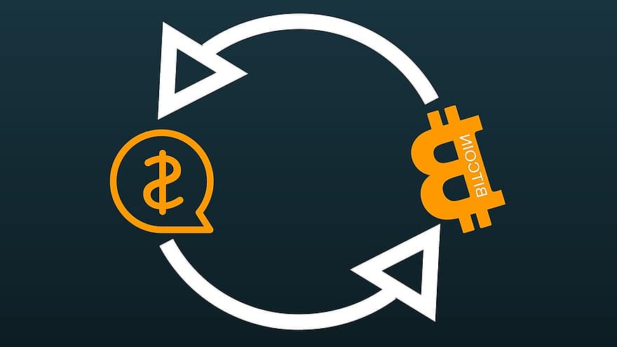 bitcoin, dollari, convertire, criptovaluta, attività commerciale