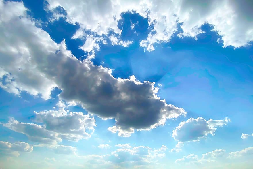 hemel, wolken, bewolkt, achtergrond, stapelwolk, luchtruim, blauw, wolk, zomer, achtergronden, dag