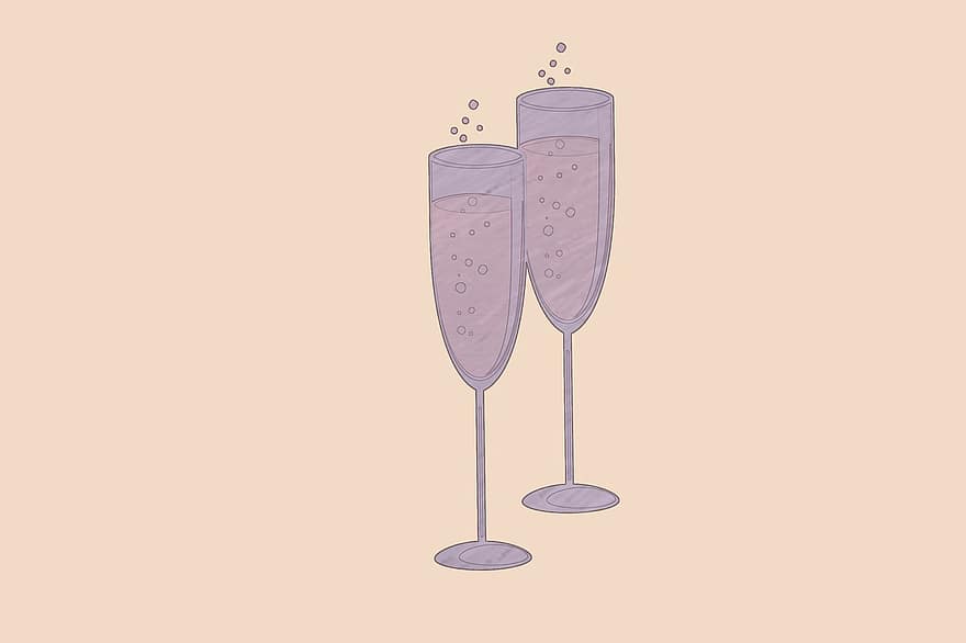 Champagne Glasses, Champagne, New Year's Eve, Glasses, Prost, Celebration
