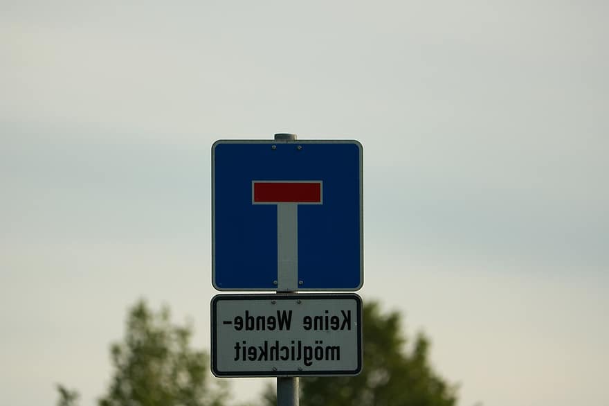 задънен край, щит, пътен знак, уличен знак, знаци, знак Стоп, път, трафик, информационни табла, warnschild
