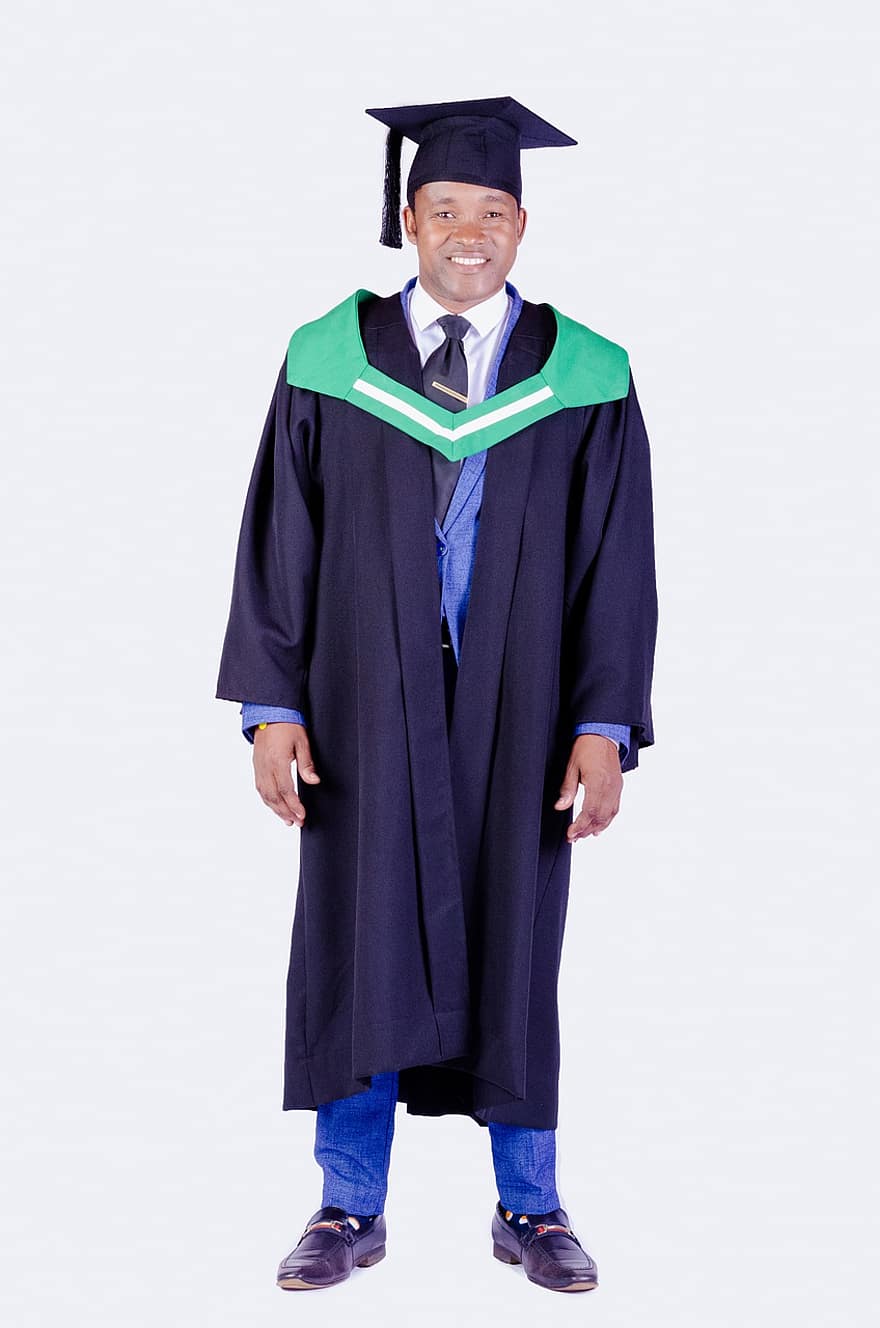 Graduate, Student, Man, Portrait, Academic Dress, Graduation Gown, Graduate Cap, Square Academic Cap, Education, College, Smile