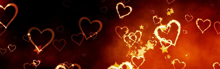 spanduk, tajuk, jantung, cahaya, tentu saja, cinta, hari Valentine, percintaan