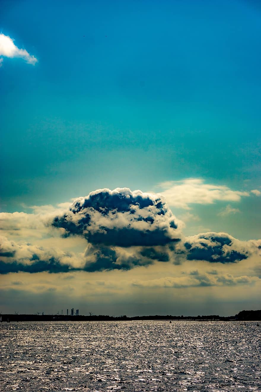 cel, núvols, mar, a l'aire lliure, zeeland, Costa