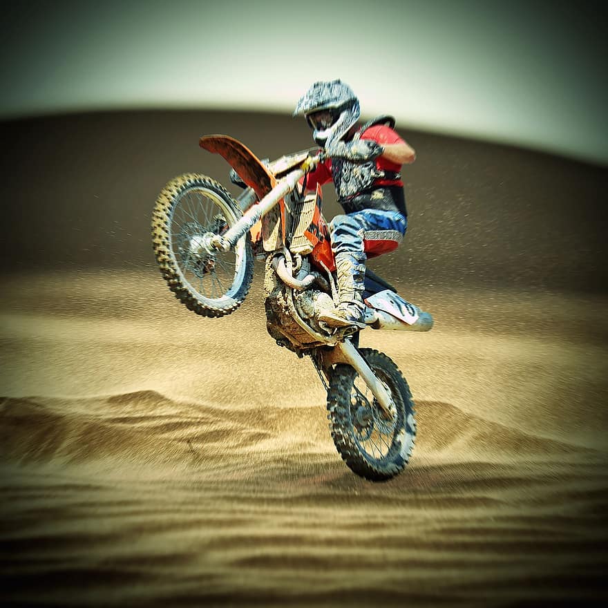 motocross, motorcykel, race, sport, rytter, konkurrence, køretøj, off-road, ørken, sand, ekstrem sport