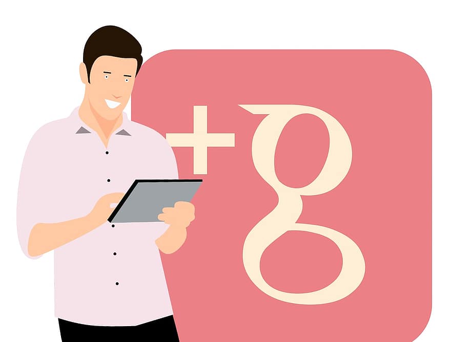 Google Plus, Application Social Media, Tablet, Young, Full, Using, Body, Business, Businessman, Person, Digital