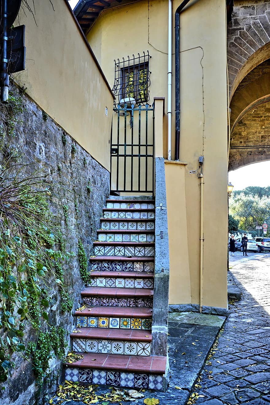 Cidade, passos, escadas, aldeia, arquitetura, Escadaria, velho, exterior do edifício, estrutura construída, história, lugar famoso