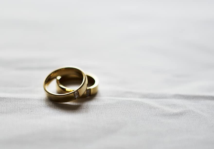 пръстени, венчален пръстен, ангажимент, сватба, брак, злато, бижута, женен, булчински, символ